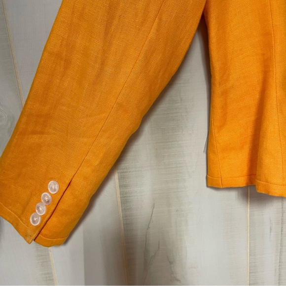 Lauren Ralph Lauren Petite Orange Linen Blazer Jackst Sz 10P - Picture 5 of 6